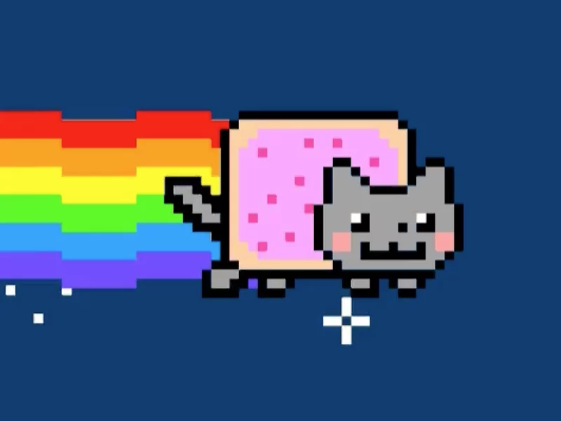 Image of Nyancat, a popular meme turned NFT.